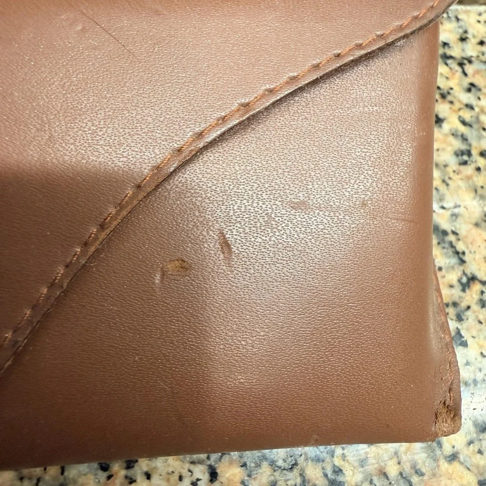 VTG Ray-Ban Brown Genuine Leather Embossed Sunglasses Case Made in Italy